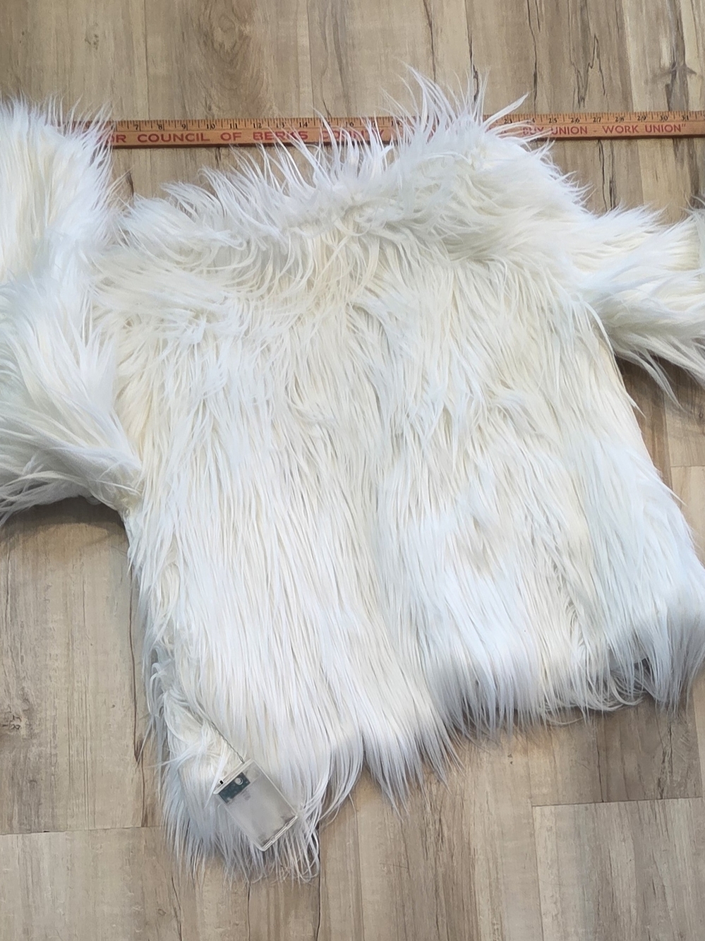 Light-Up Faux Fur Statement Jacket in White with Rainbow LEDs - Picture 2 of 8